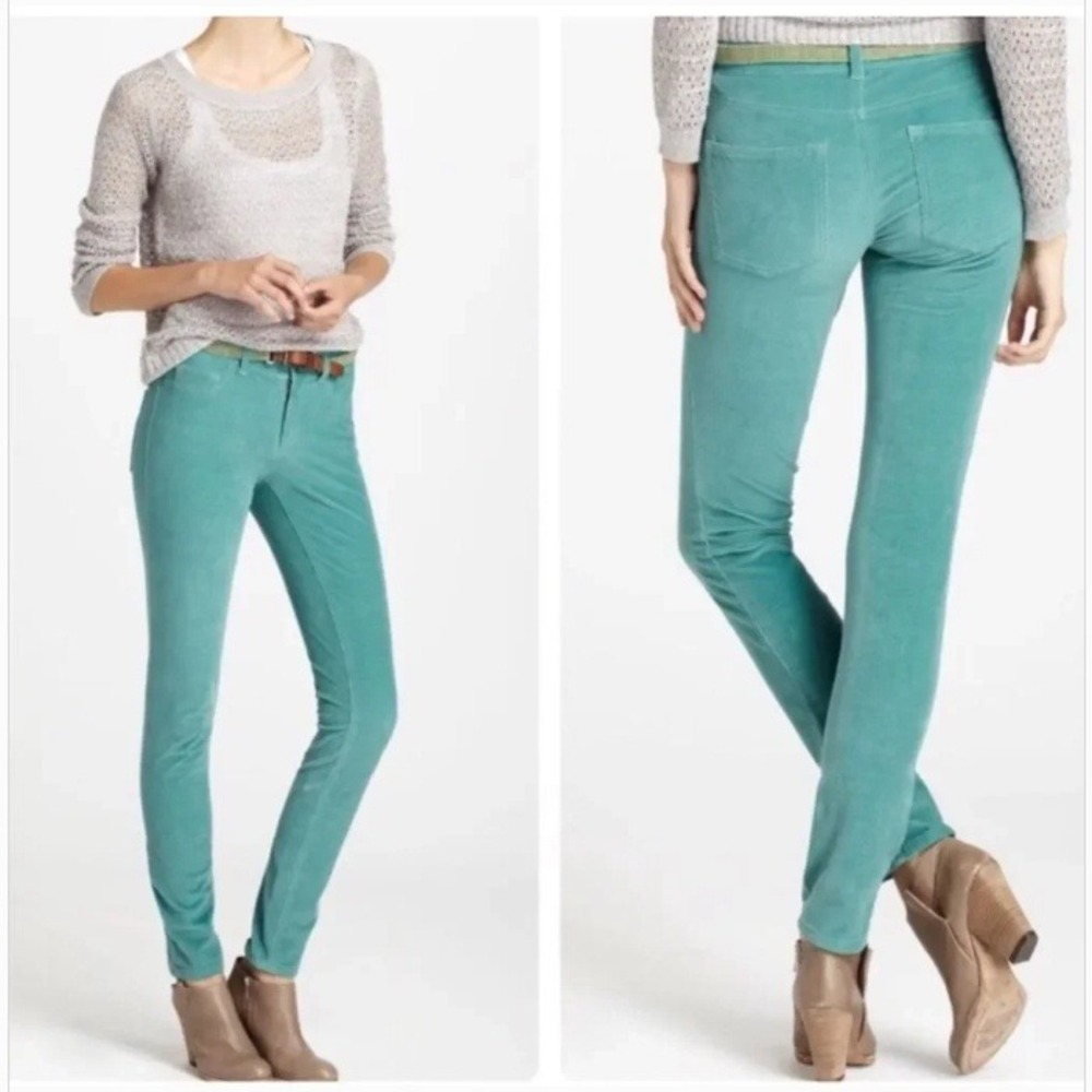 Anthropologie Pilcro and the Letterpress Serif Corduroy Pants Teal Green Size 26